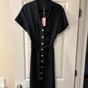 Quince European Linen Button Front Dress, Large, NWT